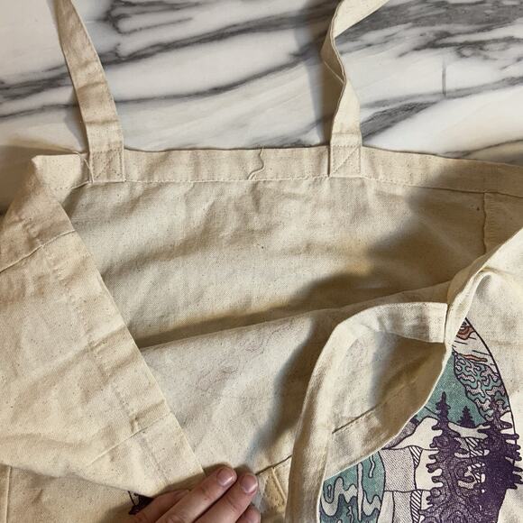 Earthbound Trading Co. Canvas Nature Mountain Tote Bag Reusable Shopping Produce - Picture 3 of 4